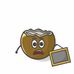 Cute Coconut Character Flat Cartoon Vector Template Design Illustration