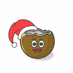 Cute Coconut Character Flat Cartoon Vector Template Design Illustration