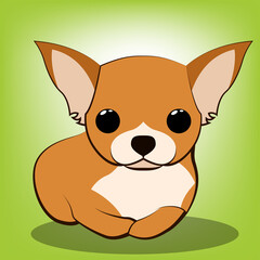 Cute Cartoon Vector Illustration of a Chihuahua  puppy dog