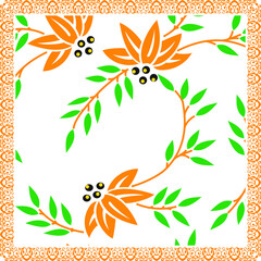 Elegant abstract scarf pattern design with ethnic and floral ornament. Hijab motif design