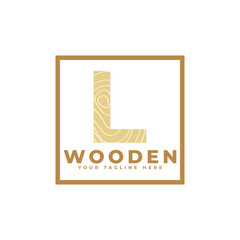 Letter L with Wooden Texture and Square Shape Logo. Usable for Business, Architecture, Real Estate, Construction and Building Logos