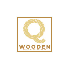 Letter Q with Wooden Texture and Square Shape Logo. Usable for Business, Architecture, Real Estate, Construction and Building Logos