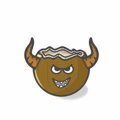 Cute Coconut Character Flat Cartoon Vector Template Design Illustration