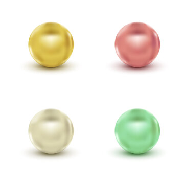 3d realistic pearls collection set for luxury design element premium vector