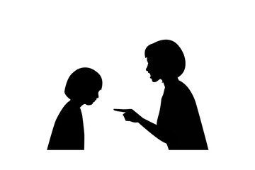Silhouette mother scolds his daughter