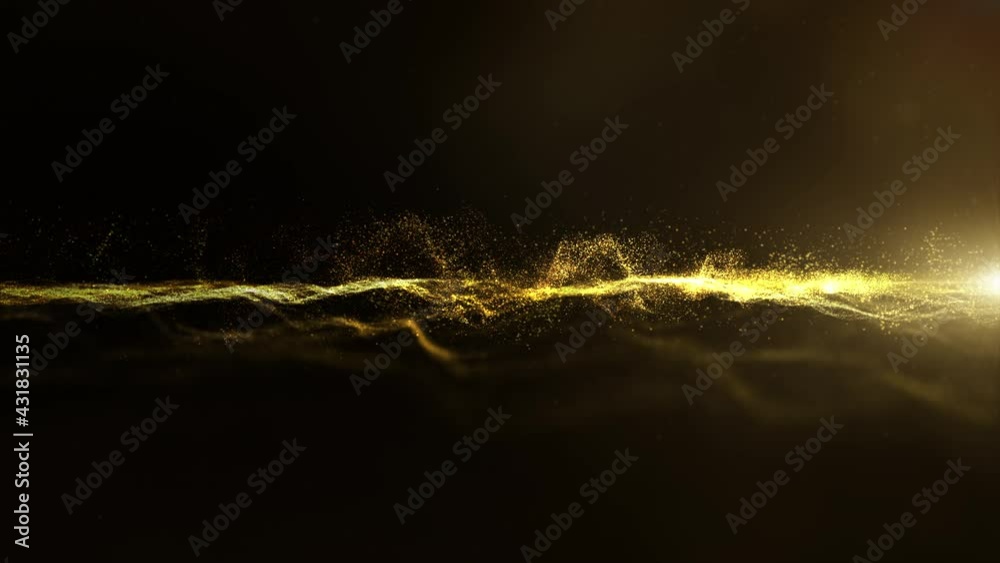 Leinwandbilder Futuristic digitally generated motion graphic particles wave flowing in virtual reality abstract cyber space environment de-focus abstract loop background