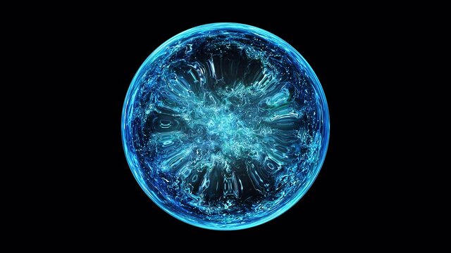 Blue Magic Energy Sphere. Fantasy orb on transparent background. Looped video.