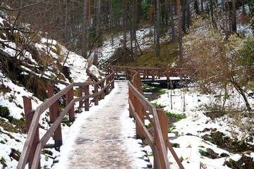 Fototapeta premium Village path in the national park in winter.