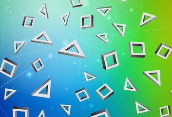 Light Blue, Green vector template with rhombus.