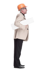 in full growth. male architect with drawings.