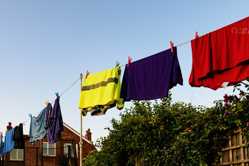 Drying laundry in the garden.