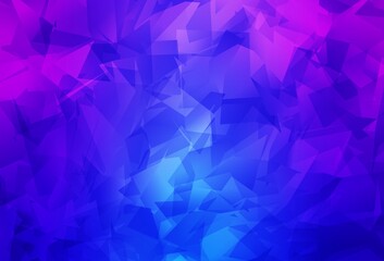 Light Pink, Blue vector shining triangular backdrop.