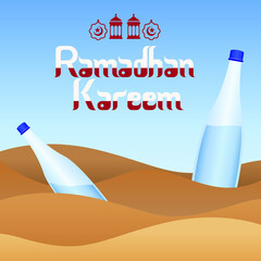 Ramadan Kareem with the desert theme 01 vector design illustration