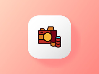 Camera Icon in Summer Vacation Concept With Bubble Box on Gradient Background. Perfect for logo, website, presentation, application, social media, and more.