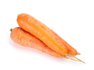 fresh carrots on white background