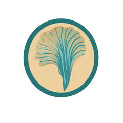 cute fantasy aquatic logo, blue and beige abstract shape