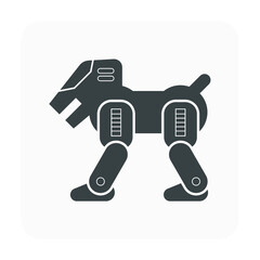Dog robot vector icon. Cyber pet or toy consist of digital technology of future, mechanical machine, intelligence and electronic system. For playful friend or animal therapy for kid and children.