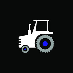 vector of tractor isolated on dark background. crane icon logo logos