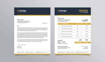 Modern business stationery collection letterhead and invoice template design