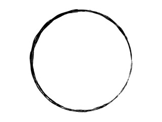 Grunge circle made of black ink.Grunge round shape made using artistic brush.Grunge round frame.
