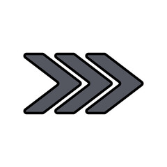 A modern style icon of triple right arrows