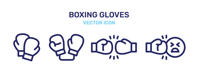 Boxing gloves icon vector illustration. Boxer equipment for hanging and protection hand.