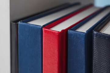 Shelf unit with books, closeup