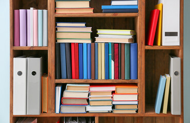 Shelf unit with books in library