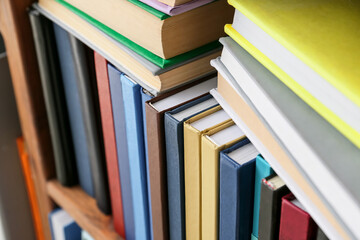 Shelf unit with books, closeup