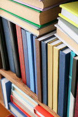 Shelf unit with books, closeup