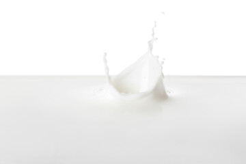 Splashes of tasty milk on white background