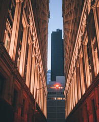 Naklejka premium city at night buildings New York City lights usa