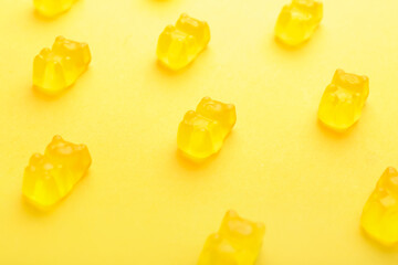 Sweet jelly bears on color background