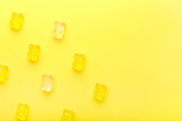 Sweet jelly bears on color background