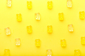 Sweet jelly bears on color background