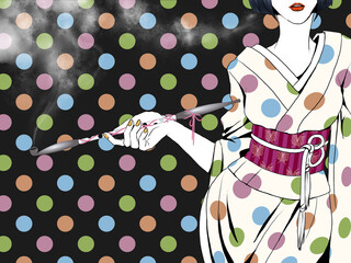 kimono&pipe_dot pattern