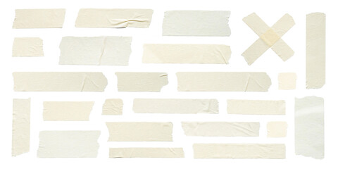 Close up of adhesive tape wrinkle set on white background - obrazy, fototapety, plakaty