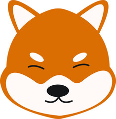 The Shiba dog is smiling. Shiba Inu dog head image smiling happily. 