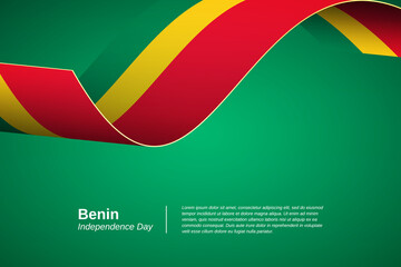 Happy independence day of Benin. Creative waving flag banner background. Greeting patriotic nation vector