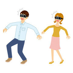 VRにびっくりする男女