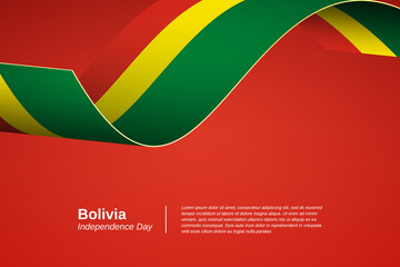 Happy independence day of Bolivia. Creative waving flag banner background. Greeting patriotic nation vector