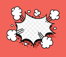 Pop art speech bubble without text and Transparent Background. Cartoon style vector collection of frames. Comic illustration