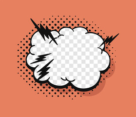 Pop art speech bubble without text and Transparent Background. Cartoon style vector collection of frames. Comic illustration