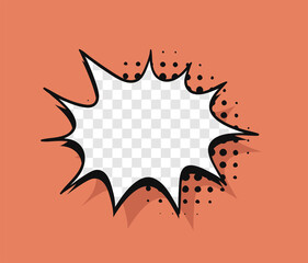 Pop art speech bubble without text and Transparent Background. Cartoon style vector collection of frames. Comic illustration