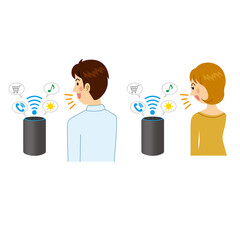 スマート家電を使う男女