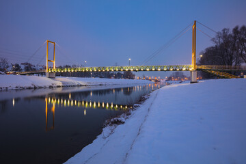 Pedestrian bridge and Wislok River in Rzeszow