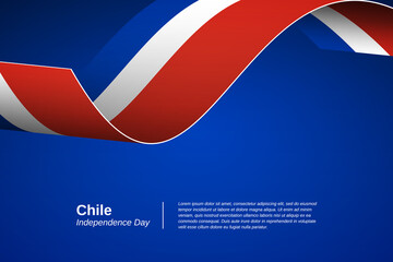 Happy independence day of Chile. Creative waving flag banner background. Greeting patriotic nation vector