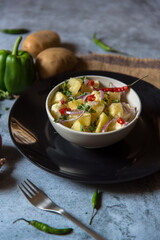 Cooked food background. Close up, selective focus.