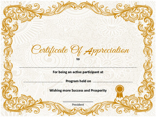 Certificate of completion template.
Certificate of Appreciation.