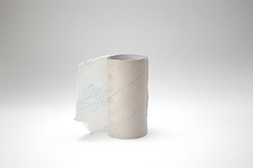 Empty roll of toilet paper. Tissue paper roll core.